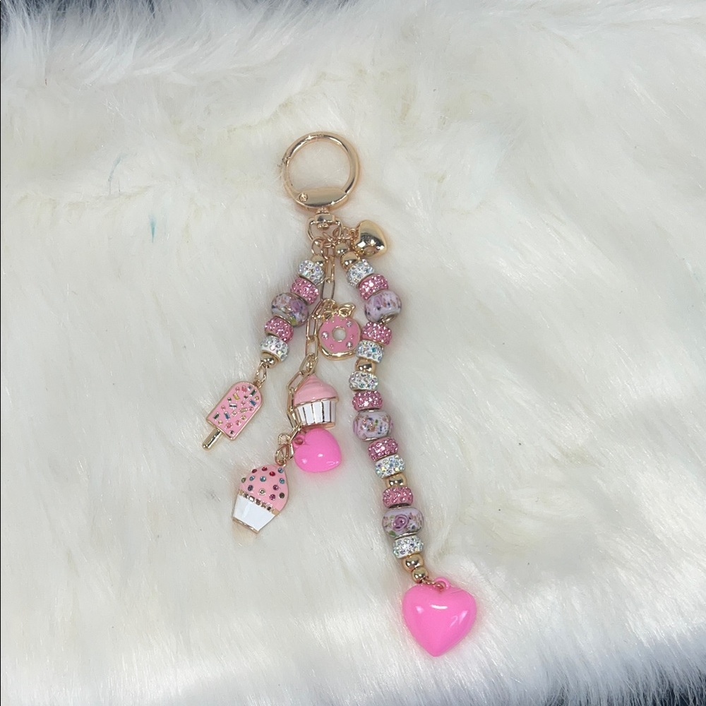 Pink Dessert Charm Keychain - Women's Accessory Bag Charm